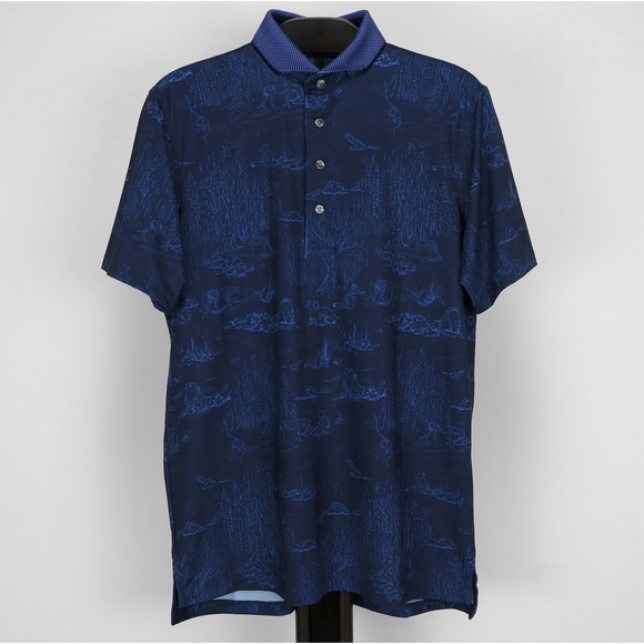 Greyson Mens M Polo Shirt Lion Pride Graphic Animal Print Golf Luxury NWT Willow - Picture 2 of 14